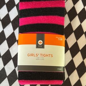 Pink and Black Striped Girls' Tights size 7-10 new